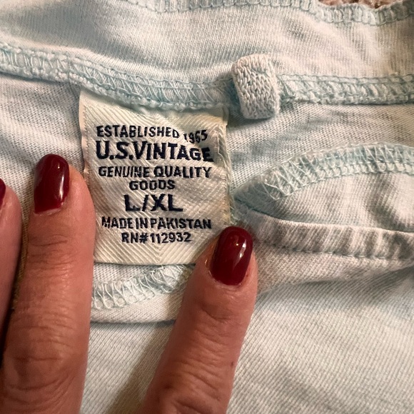 Light Blue OVERsized Crop top T-shirt Thick 100% Cotton U.S. Vtg Quality Goods - Picture 5 of 11